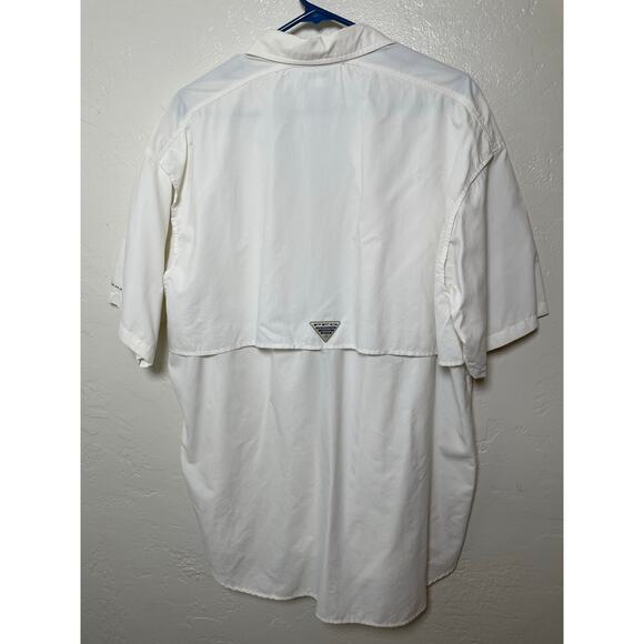 Columbia PFG Cream Men's Shirt Button Down Short Sleeves Size Large - Picture 2 of 9